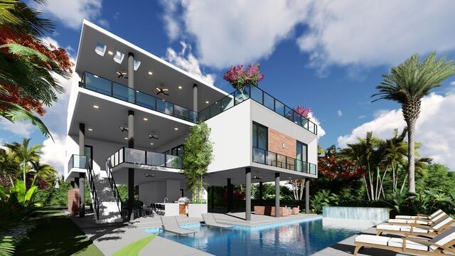 16 S Exuma Rd, Key Largo, FL 33037 - rear view of house with a patio, an outdoor pool, and a balcony