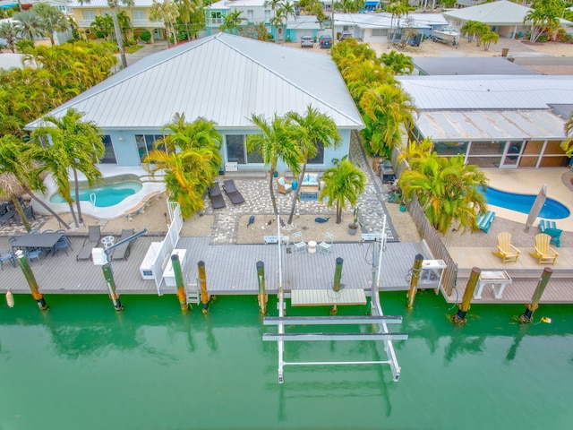 bird's eye view featuring a water view