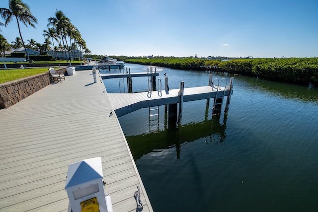 view of dock featuring a water view