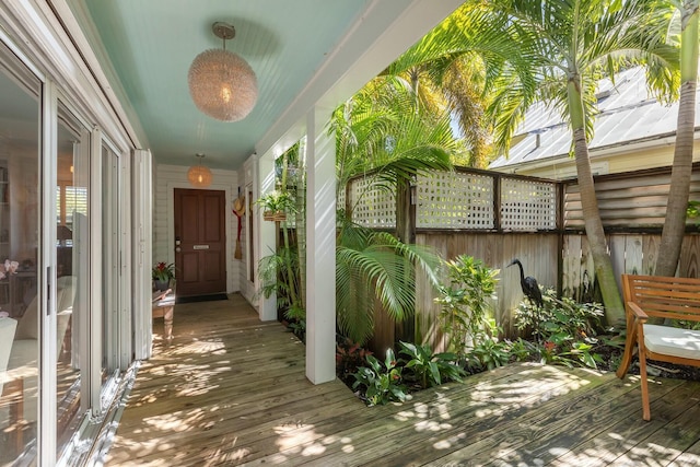 deck featuring fence