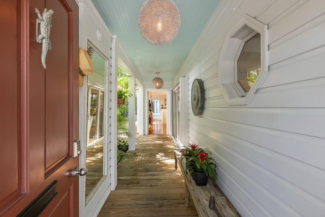 hallway featuring dark wood-type flooring