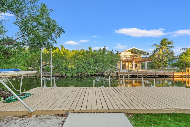 dock area featuring a water view