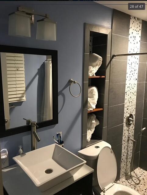 bathroom with vanity and toilet