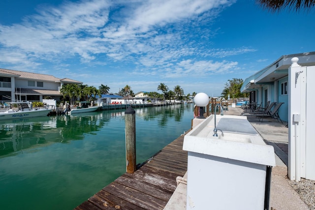 dock area featuring a water view