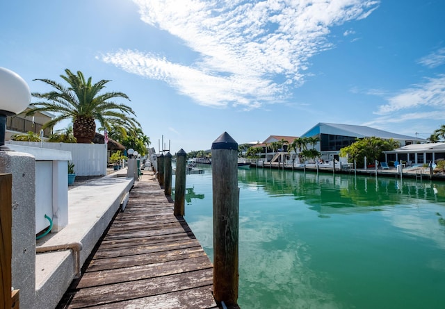 dock area featuring a water view