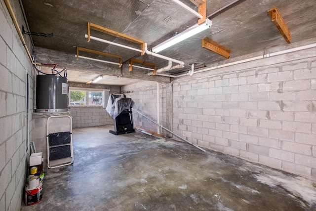 basement with water heater