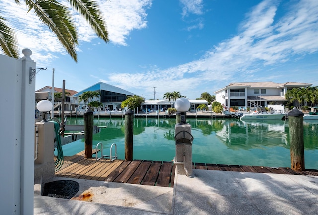 dock area featuring a water view