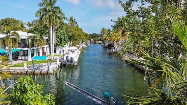 view of dock featuring a water view