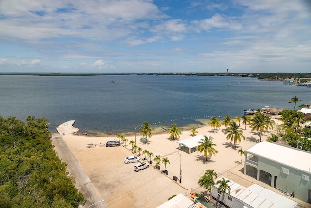 view of water feature with a view of the beach