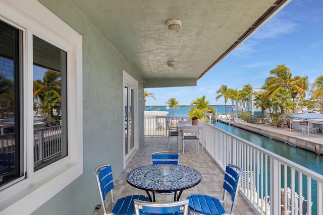 balcony with a water view