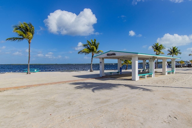 view of community featuring a view of the beach and a water view