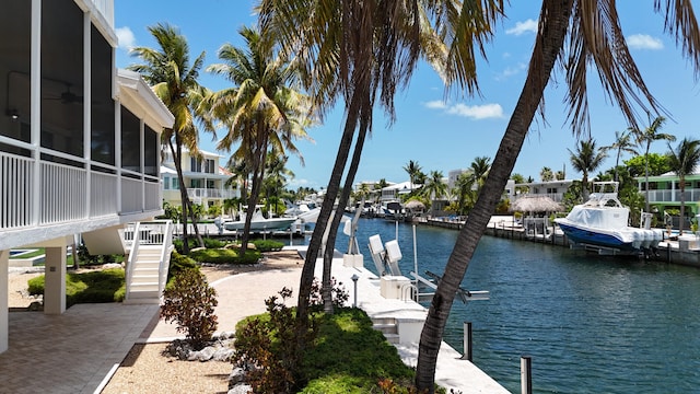 view of dock featuring a water view