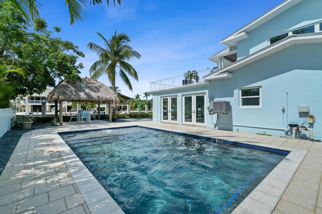 view of swimming pool featuring a gazebo and a patio area