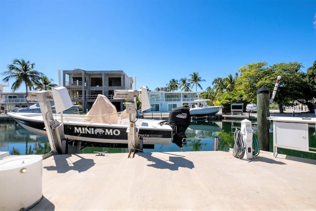 dock area featuring a water view