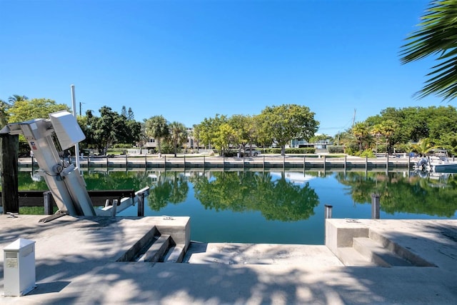 dock area featuring a water view