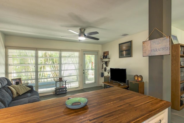 2910 Fogarty Ave, Key West, FL 33040 - living room featuring visible vents and a ceiling fan