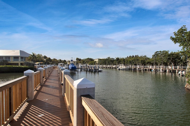 view of dock featuring a water view