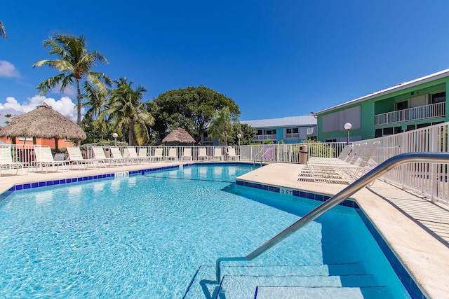 view of swimming pool with a gazebo