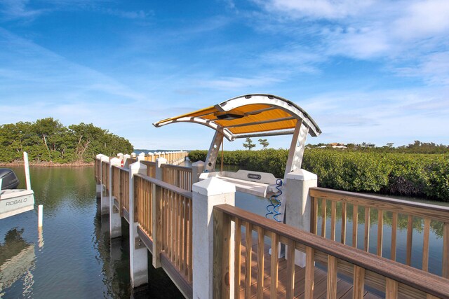 dock area featuring a water view