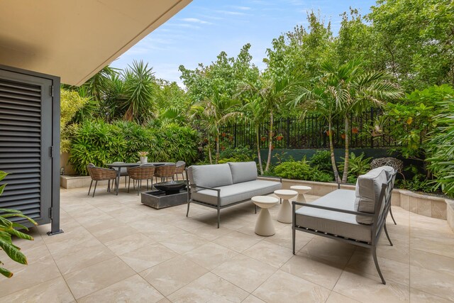 view of patio featuring an outdoor living space