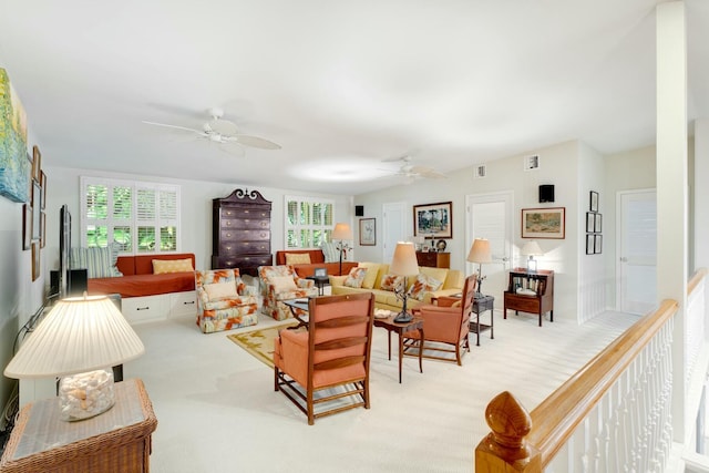 33 Pen Key Dr, Islamorada, FL 33036 - living room featuring ceiling fan and light carpet
