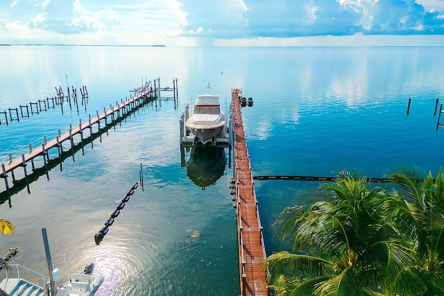 view of dock featuring a water view