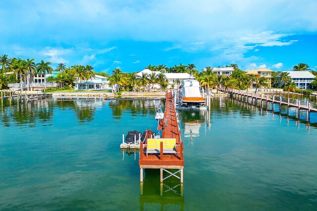 view of dock featuring a water view