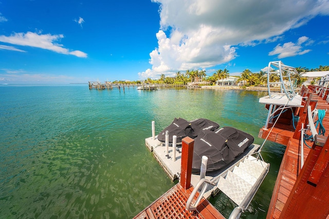 view of dock featuring a water view