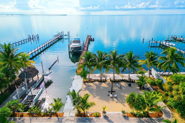 view of dock featuring a water view