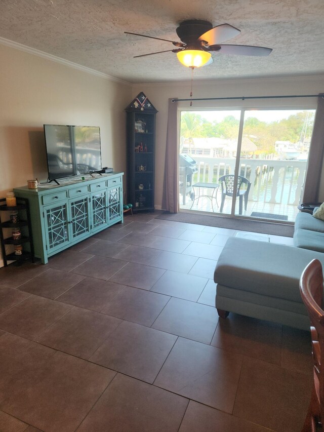 dining area featuring dark tile patterned flooring