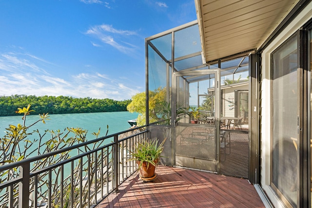 balcony with a water view