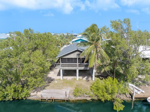 exterior space featuring a water view