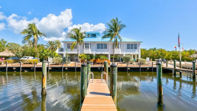 dock area featuring a water view