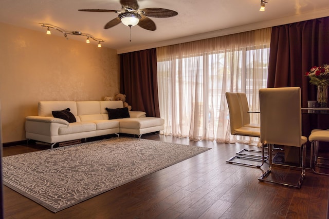 3355 Flagler Ave, Key West, FL 33040 - living area with a ceiling fan and wood finished floors