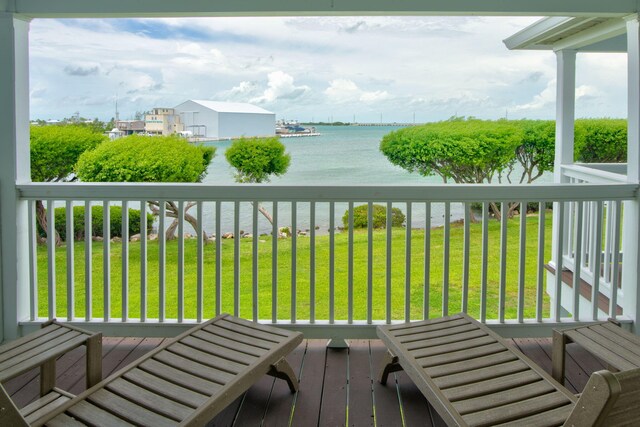 balcony with a water view