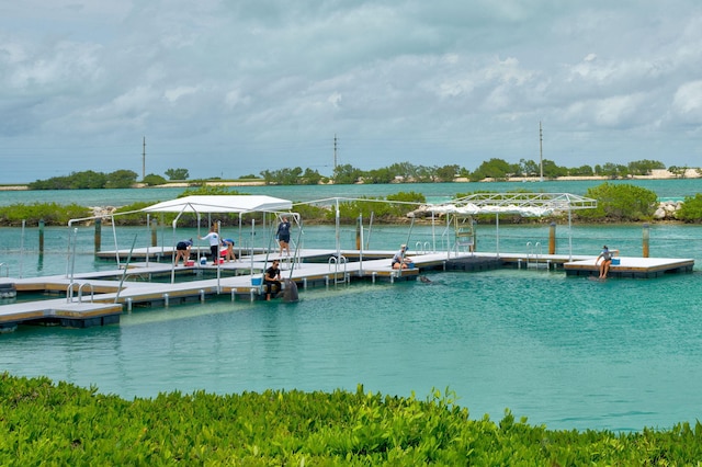 view of dock featuring a water view