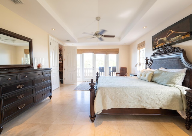 33 Cypress Ave, Key Haven, FL 33040 - bedroom featuring a raised ceiling, access to outside, ceiling fan, and recessed lighting