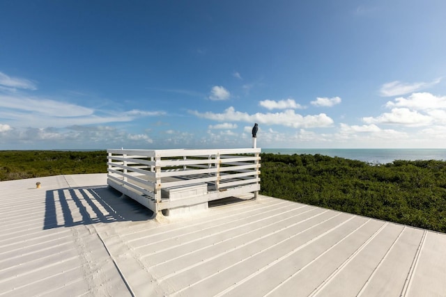 deck with a water view