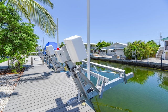 view of dock featuring a water view