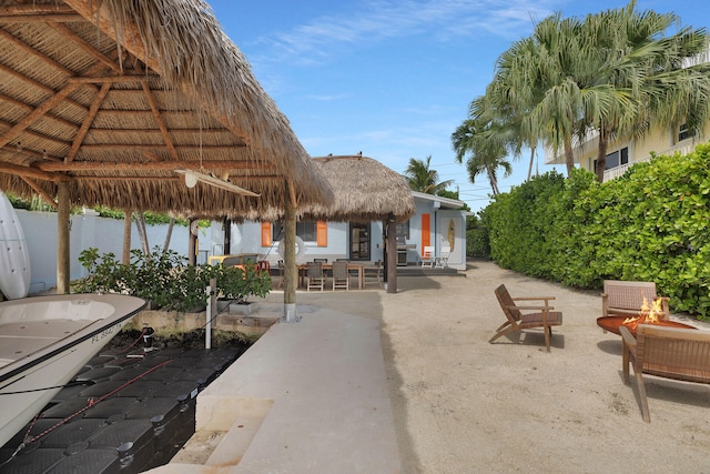 181 Ocean View Dr, Key Largo, FL 33037 - view of patio with a fire pit and a gazebo