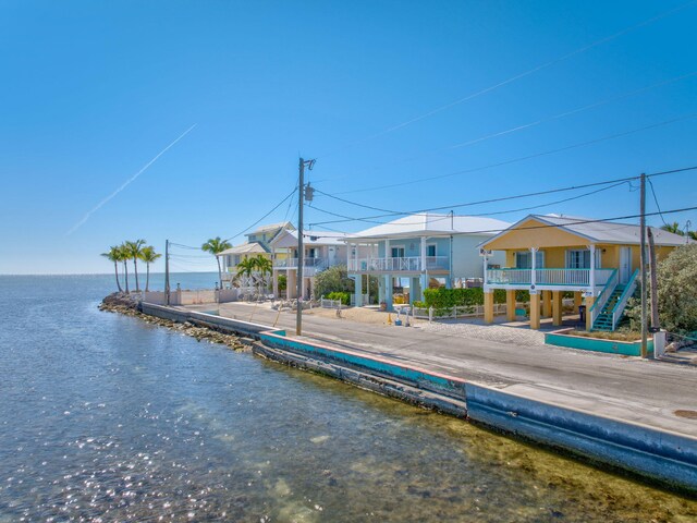 exterior space featuring a water view