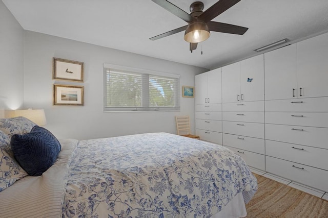 bedroom featuring ceiling fan