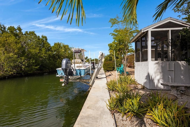 view of dock featuring a water view