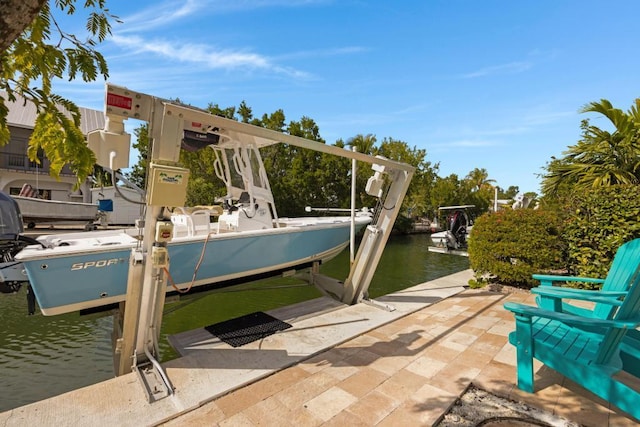 view of dock featuring a water view