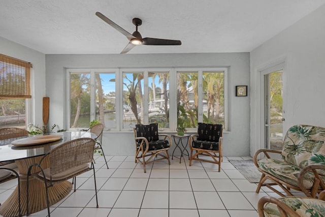 sunroom featuring a wealth of natural light and ceiling fan