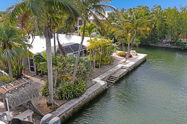 view of dock featuring a water view