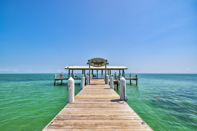 view of dock featuring a water view