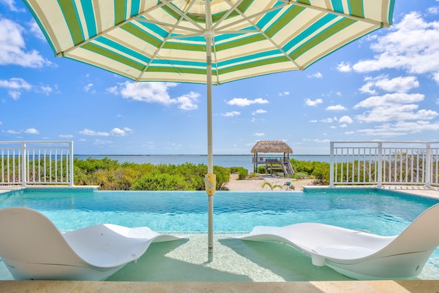 4500 Filer Cove Rd, Big Torch, FL 33042 - outdoor pool with a water view and fence