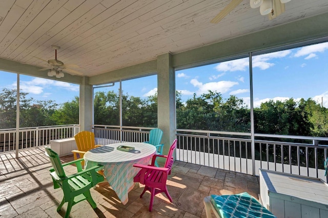 4500 Filer Cove Rd, Big Torch, FL 33042 - sunroom / solarium featuring ceiling fan, outdoor dining space, and view of wooded area