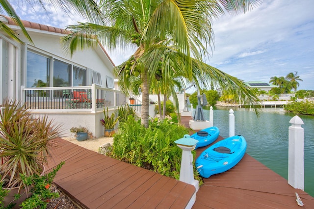 view of dock featuring a water view